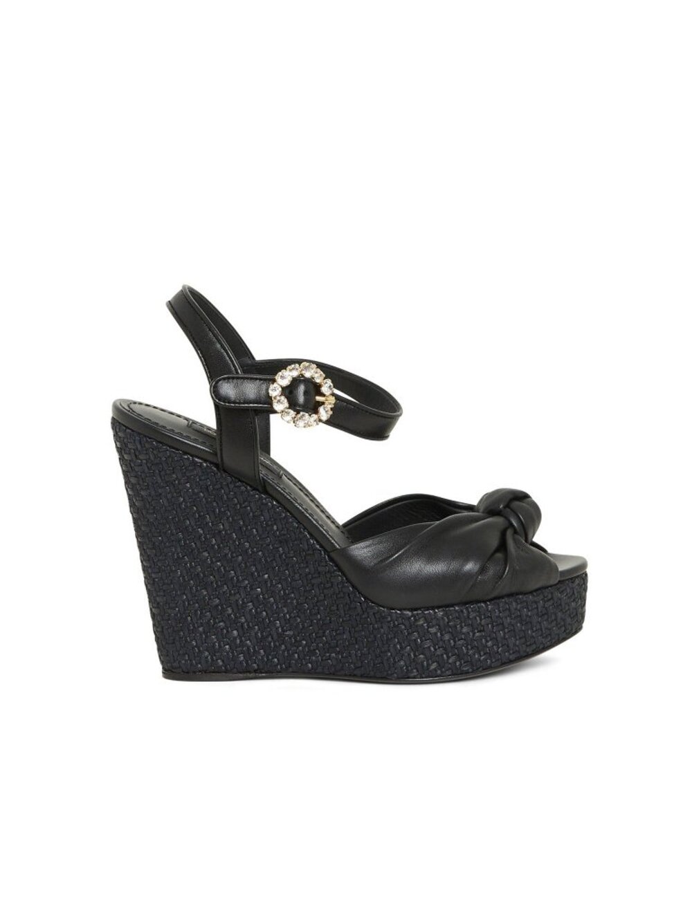 DOLCE & GABBANA Black Leather Wedges Sandals Size 36 / US 6